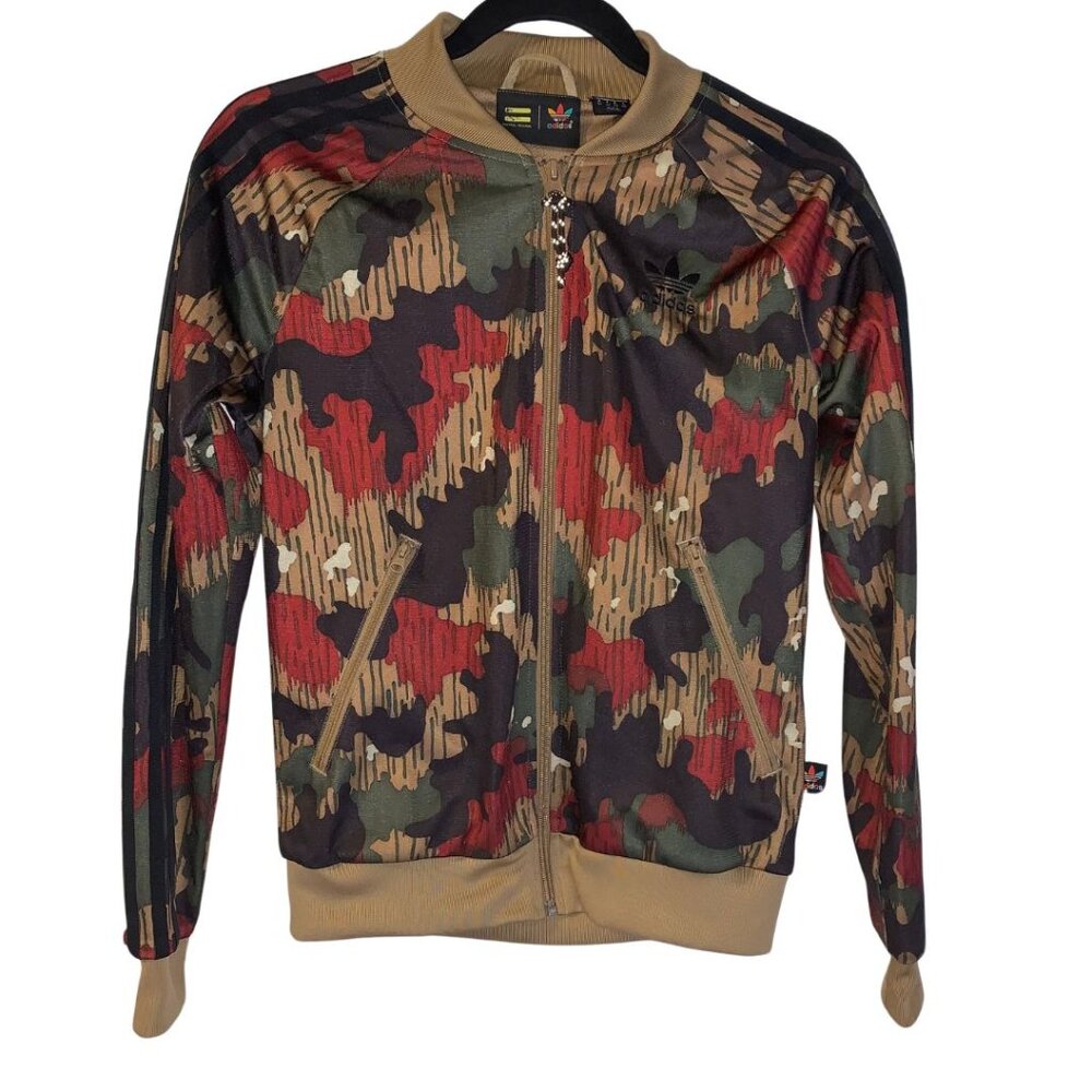 EUC Pharrell Williams Adidas Originals Camouflage Jacket - Red, Green, Tan
